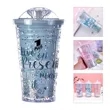 450ml Glitter Plastic Straw Cup | https://www.bestnamebadges.com
