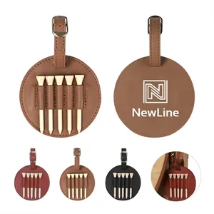 Round Leather Golf Tee Holder With Belt Buckle