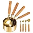 8Pcs Wood Handle Stainless Stee Measuring Cup And Spoon Set | https://www.bestnamebadges.com