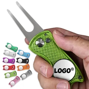 Foldable Golf Divot Repair Tool with Ball Marker In Stock
