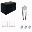 Luxury Golf Gift Set with Leather Box Ball and Tee  | https://www.bestnamebadges.com