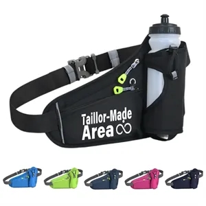 Sports Pack with Water Bottle Holder Black Waist Hip Bags