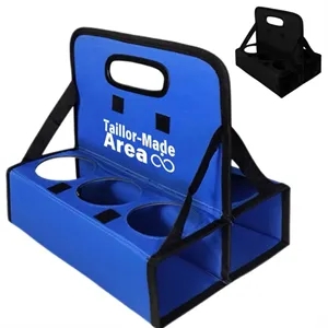 Foldable Reusable Carrier Black Base Cup Holder Handbag