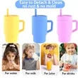In Stock Custom Silicone Travel Mug With Handle And Straw | https://www.bestnamebadges.com