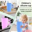 In Stock Custom Silicone Travel Mug With Handle And Straw | https://www.bestnamebadges.com