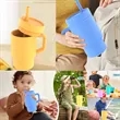 In Stock Custom Silicone Travel Mug With Handle And Straw | https://www.bestnamebadges.com