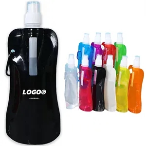 In Stock Custom Collapsible Water Bottle With Carabiner Clip