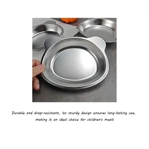 5.9" x 4.9" Stainless Steel Dropproof Binaural Kids Plate