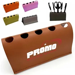 Luxury PU Leather Desk Pen Holder with Multiple Slots