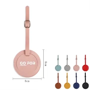 Leather Stitched Round Boarding Pass Luggage Tag