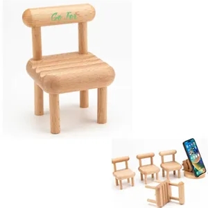 Wood Mini Chair Phone Dock Cradle Tablet Holder