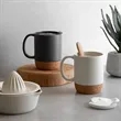 13 oz. Ceramic Coffee Mug Cork Base Spill Proof Lid Handle | https://www.bestnamebadges.com