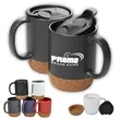 13 oz. Ceramic Coffee Mug Cork Base Spill Proof Lid Handle | https://www.bestnamebadges.com