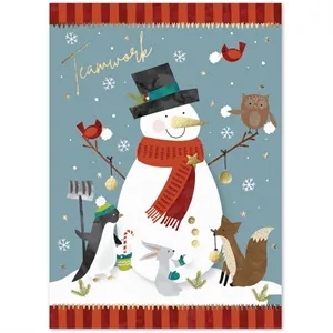 Snowman Building Holiday Card