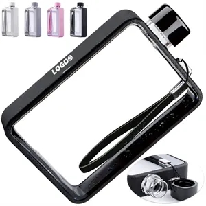 Portable Flat Square Plastic Water Bottle for Gym Sports