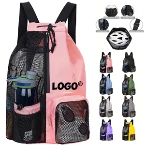 Mesh Drawstring Swim Bag With Wet Pocket For Beach Gym Gear