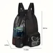 Mesh Drawstring Swim Bag With Wet Pocket For Beach Gym Gear | https://www.bestnamebadges.com