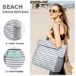 Large Waterproof Beach Tote Bag With Zipper Pouch Pockets | https://www.bestnamebadges.com