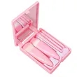 Portable Travel Makeup Brush Set With Mirror Case Kit Cute | https://www.bestnamebadges.com