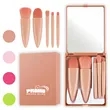 Portable Travel Makeup Brush Set With Mirror Case Kit Cute | https://www.bestnamebadges.com