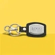 Leather And Brushed Plate Keyring Gift Keychain | https://www.bestnamebadges.com