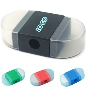 Dual-Function Pencil Sharpener With Built-In Eraser