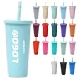 Colorful 24 oz Matte Reusable Plastic Cup with Straw Lid | https://www.bestnamebadges.com