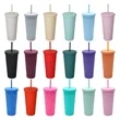 Colorful 24 oz Matte Reusable Plastic Cup with Straw Lid | https://www.bestnamebadges.com