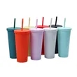 Colorful 24 oz Matte Reusable Plastic Cup with Straw Lid | https://www.bestnamebadges.com