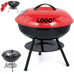 Portable Charcoal BBQ Grill with Locking Lid Camping