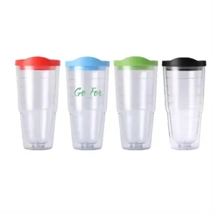 Clear & Colorful Lidded Double Walled 24oz