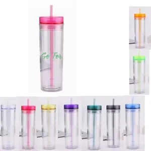 16oz Double Wall Clear Plastic Tumblers 
