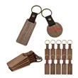 Wooden Keychain with Engraved Design and Leather Strap | https://www.bestnamebadges.com