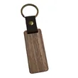 Wooden Keychain with Engraved Design and Leather Strap | https://www.bestnamebadges.com