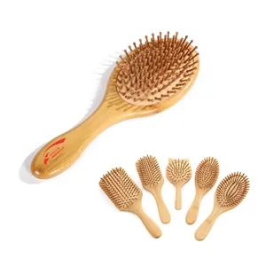 Bamboo Wooden Cushion Comb Gentle Detangling Hair Brush | https://www.bestnamebadges.com