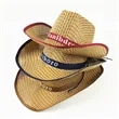 Unisex Straw Round Up Cowboy Summer Wide Brim Hat | https://www.bestnamebadges.com