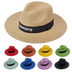 Unisex Straw Panama Travel Fedora Beach Sun Hat Adjustab