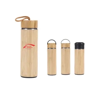 Bamboo Stainless Steel Vacuum Insulated Water Bottle | https://www.bestnamebadges.com
