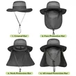 Men's Wide Brim Fishing Hat All Round Covered Sunscreen Cap | https://www.bestnamebadges.com