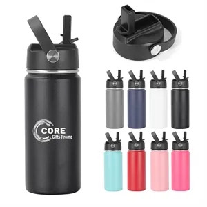 18oz Stainless Steel Insulated Water Bottle with Straw Lid