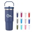 30 oz Stainless Steel Tumbler with Flip Straw and Handle | https://www.bestnamebadges.com