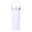 30 oz Stainless Steel Tumbler with Flip Straw and Handle | https://www.bestnamebadges.com