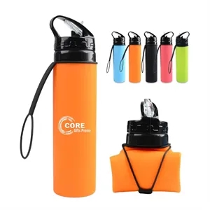 20 oz Collapsible Silicone Travel Water Bottle Squeeze