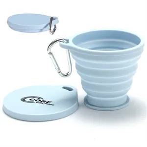 Small Collapsible Silicone Cup with Carabiner Lid