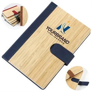 Bamboo Surface Magnetic Buckle Business Notebook | https://www.bestnamebadges.com