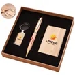 Bamboo Business Card Box Keychain Signature Pen Set | https://www.bestnamebadges.com