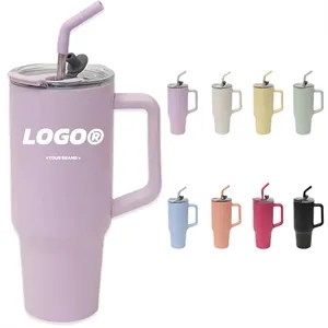 40Oz. Stainless Steel Handle Travel Tumbler with Stra
