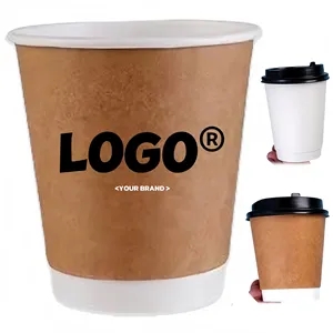 10Oz.Customizable Double-Walled Paper Coffee Cup with Lid