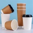 10Oz.Customizable Double-Walled Paper Coffee Cup with Lid | https://www.bestnamebadges.com