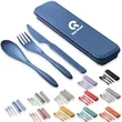 In Stock Wheat Straw Knife Fork Spoon Tableware Set Outdoor | https://www.bestnamebadges.com